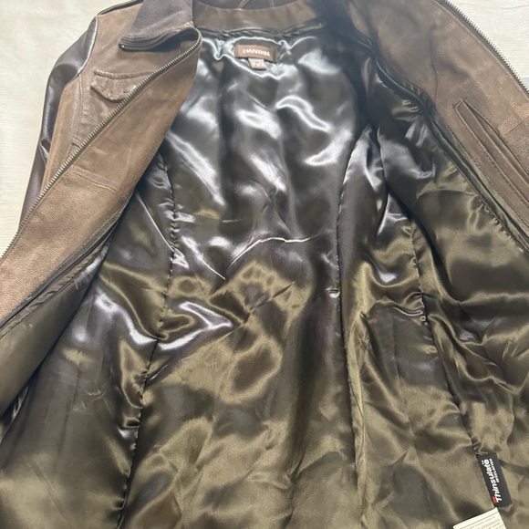 Danier Two-Tone Leather Jacket in Brown with removable liner thinsulate Fit S - Picture 7 of 13